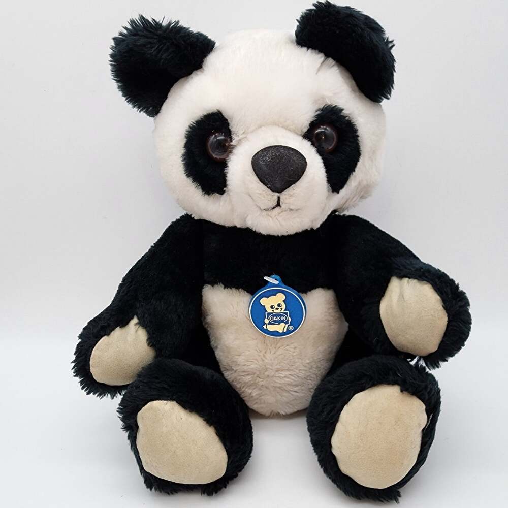 Dakin Panda Bear Plush Stuffed Animal Toy 13" Jointed Hard Eyes Vintage 1983
